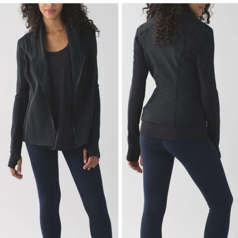 RARE Lululemon Bhakti Yoga Jacket In Luon Pique Black Dark Slate/ Black